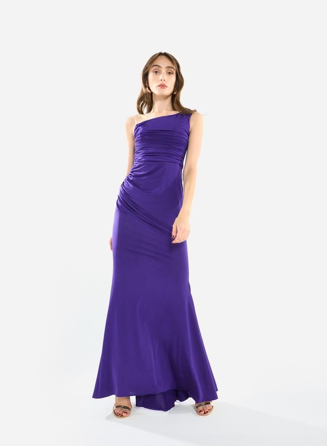 House of Moda Women One Shoulder Draped Evening Maxi Dress - Image 2